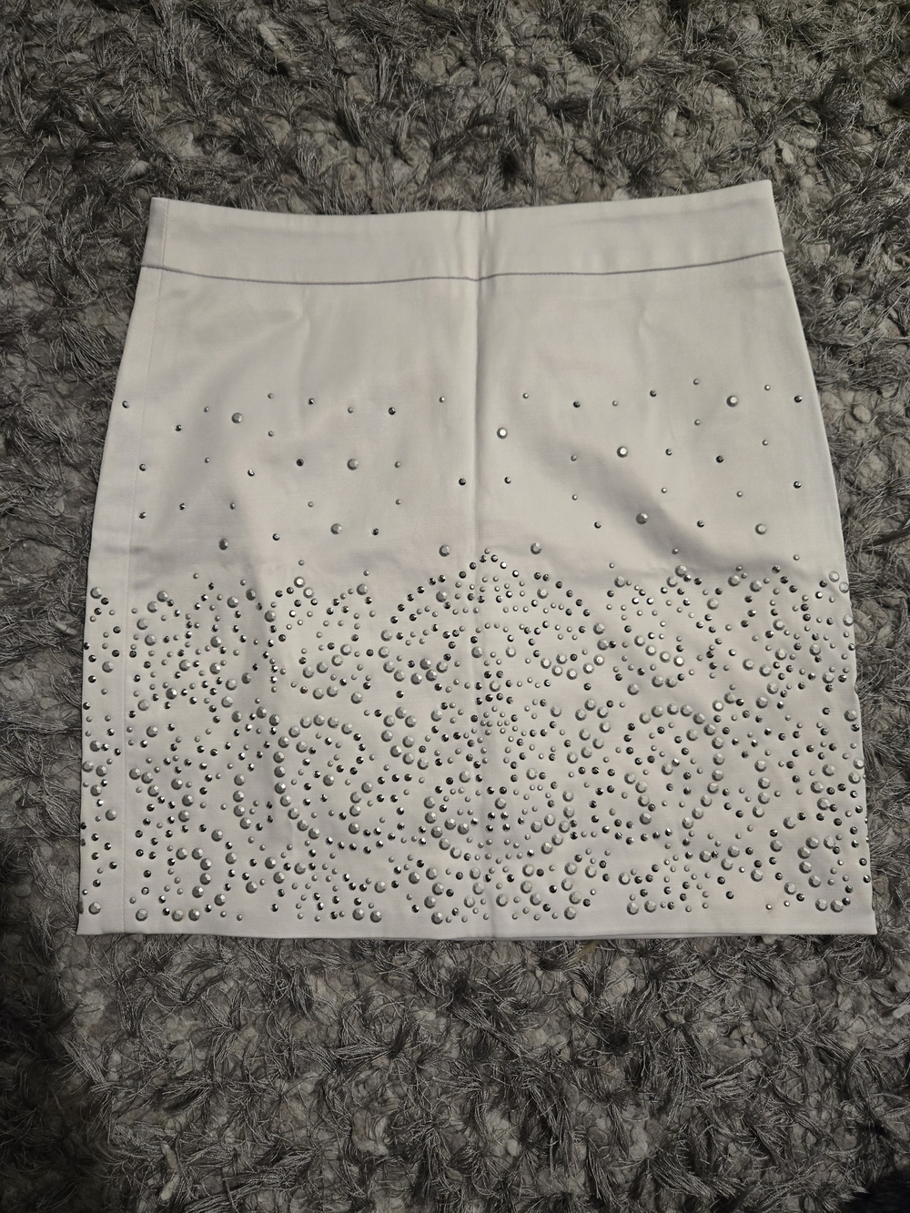 Armani Exchange White Mini Skirt with Silver Studs